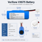 Verifone VX675 Battery Replacement 3.7V 2600mAh Li-ion with 18650 Connector | Rechargeable POS Battery Supplier - Image 2
